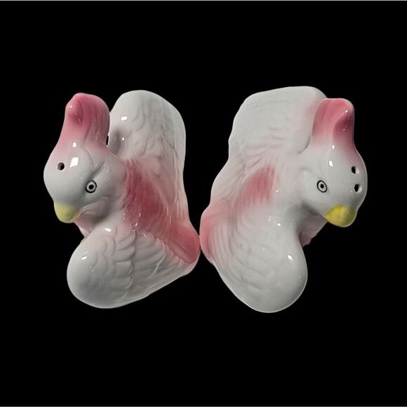 Vintage Cockatoos Parrots Birds Pink White Salt and Pepper 3" SARSAPARILLA 1986 - Picture 5 of 7